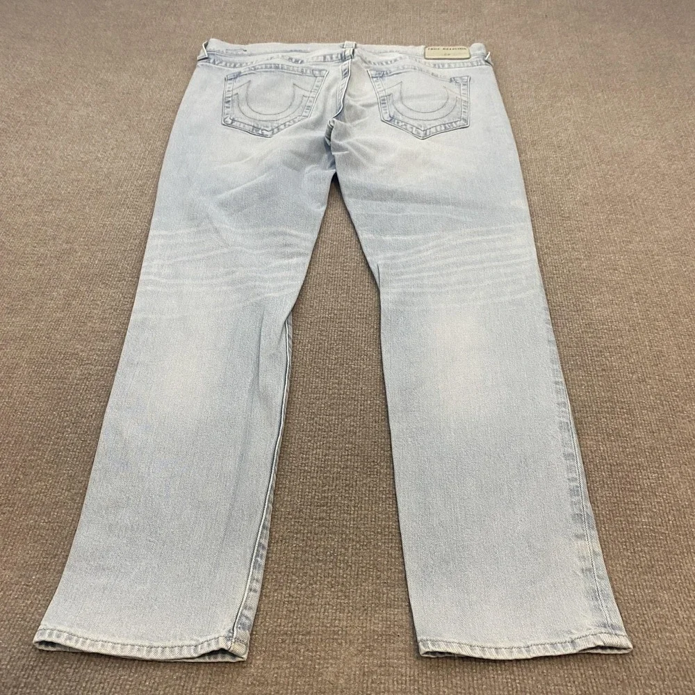True Religion Rocco Relaxed Skinny Jeans Mens 38x32 Light Wash Stretch Denim